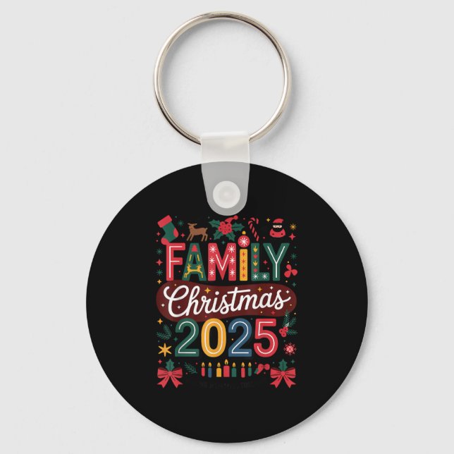 Family Christmas 2025 Squad Santa Elf Xmas Matchin Key Ring (Front)