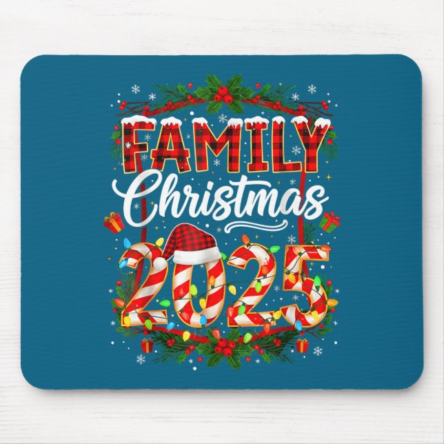 Family Christmas 2025 Xmas Lights Santa Pajamas Ho Mouse Mat (Front)