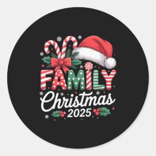 Family Christmas 2025 Xmas Matching Pajamas  Classic Round Sticker