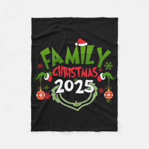 Family Christmas 2025 Xmas Santa Ornament Pyjamas Fleece Blanket