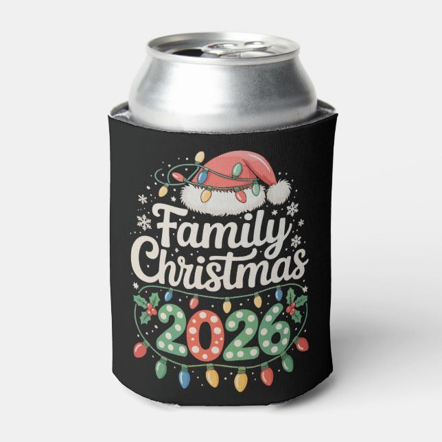 Family Christmas 2026 Matching Holiday Xmas Santa Can Cooler (Can Front)