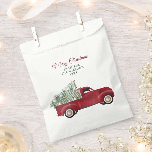 Family Christmas Antique Pickup Truck Xmas Tree Favour Bags (Clipped)