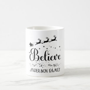 Family Christmas 'Believe' Personalised Name Coffee Mug