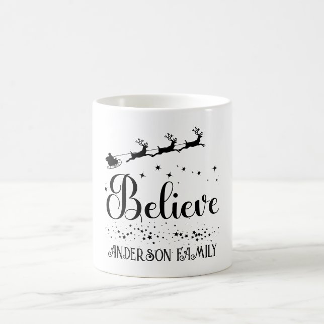 Family Christmas 'Believe' Personalised Name Coffee Mug (Center)