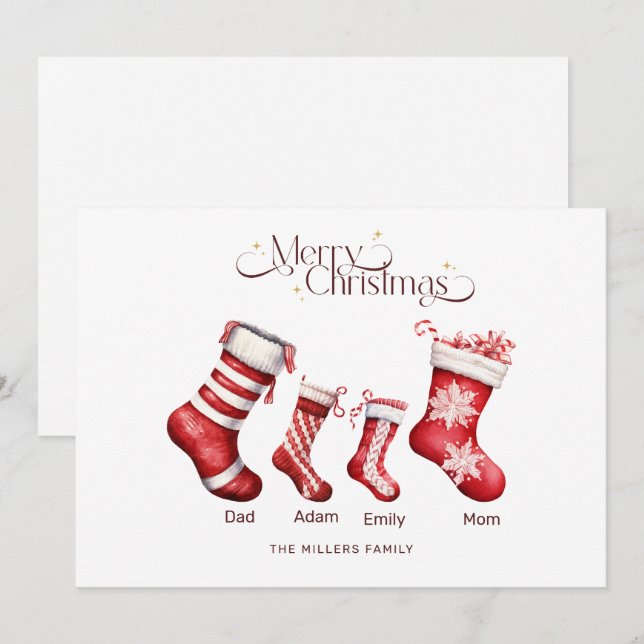 Family Christmas Card Personalised Merry Christmas (Front/Back)