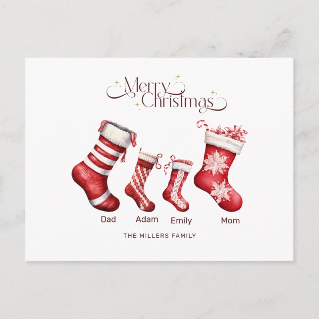 Family Christmas Card Personalised Merry Christmas (Front)