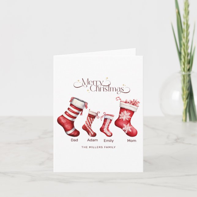 Family Christmas Card Personalised Merry Christmas (Front)