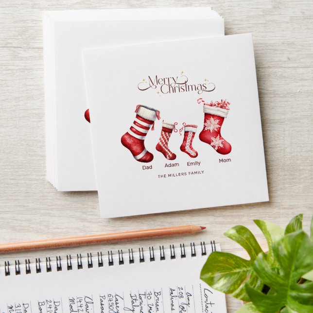 Family Christmas Card Personalised Merry Christmas Envelope (Stacked)