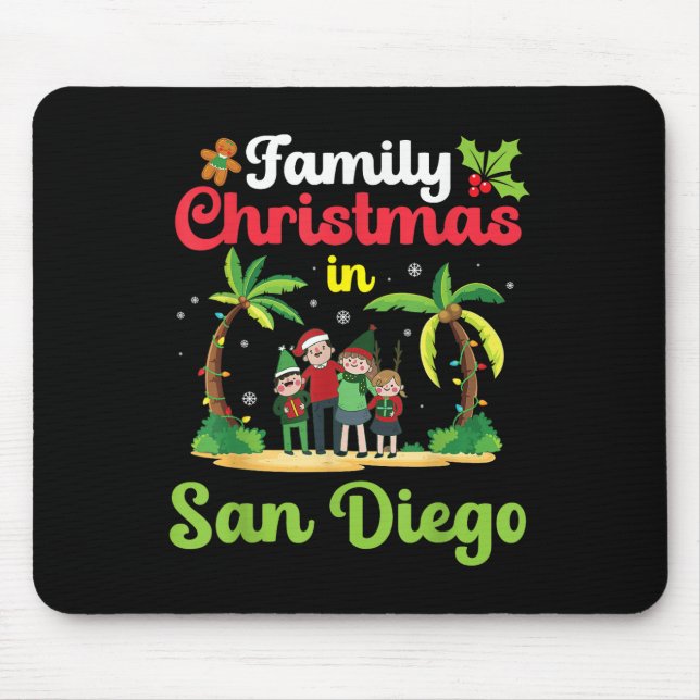 Family Christmas Celebrate In San Diego With Tropi Mouse Mat (Front)