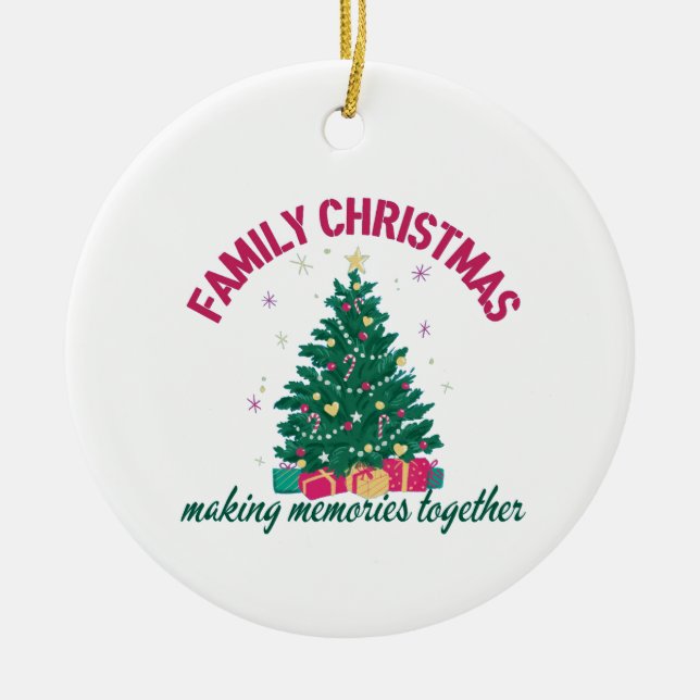Family Christmas Ceramic Tree Decoration (Front)