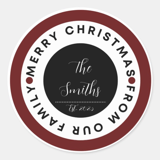 Family Christmas Classic Round Sticker (Front)