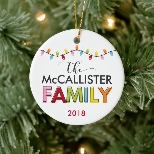 Family Christmas Colourful Keepsake Photo Ceramic Tree Decoration (Tree)