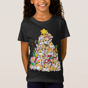 family Christmas corgi tree santa hat T-Shirt