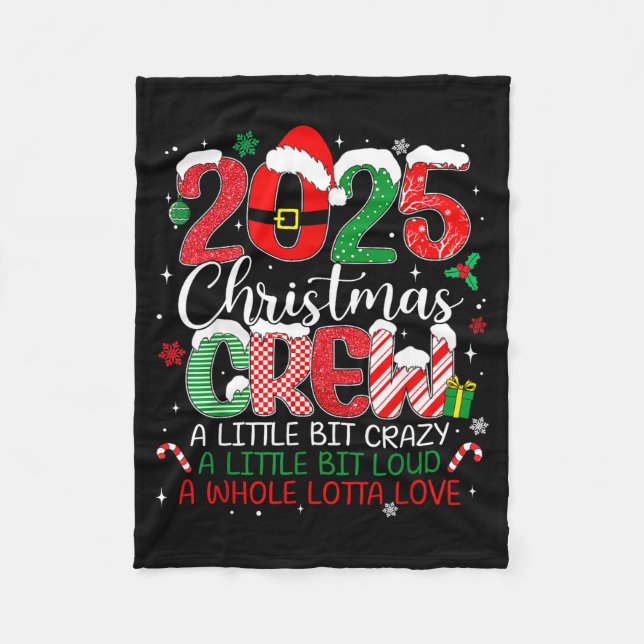 Family Christmas Crew 2025 Matching Outfit Xmas Sq Fleece Blanket (Front)
