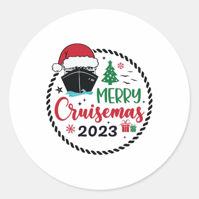Family Christmas Cruise 2023 Merry Cruisemas Xmas  Classic Round Sticker (Front)
