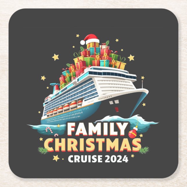 Family Christmas Cruise 2024 Matching Outfit Square Paper Coaster (Front)