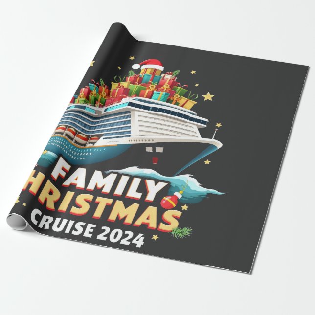 Family Christmas Cruise 2024 Matching Outfit Wrapping Paper (Unrolled)