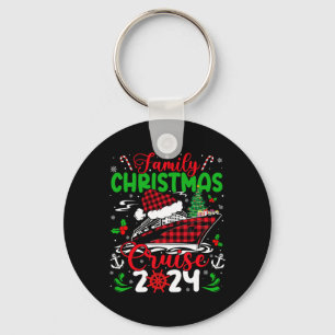 Family Christmas Cruise 2024 Plaid Cute Squad Xmas Key Ring