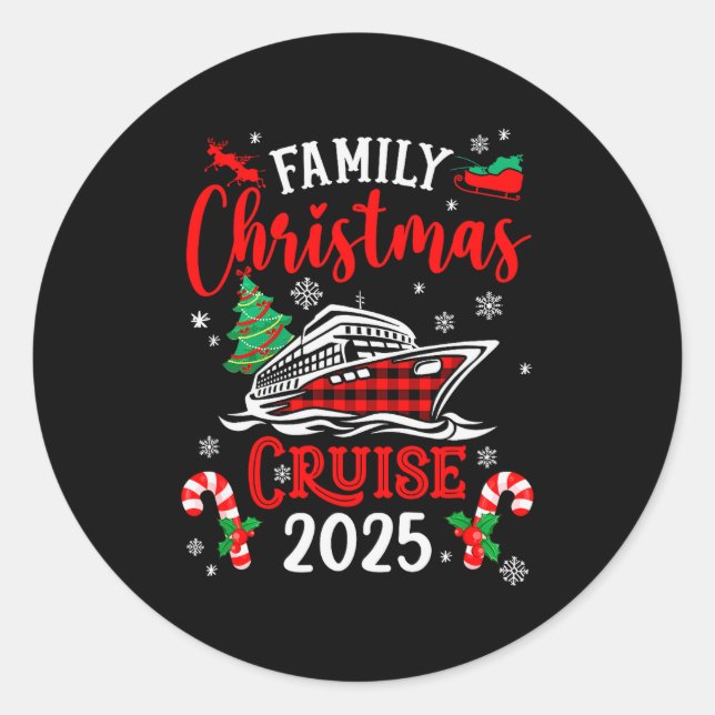 Family Christmas Cruise 2025 Family Matching Merry Classic Round Sticker (Front)