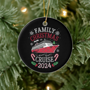 Family Christmas Cruise Squad 2024 Matching Outfit Ceramic Tree Decoration