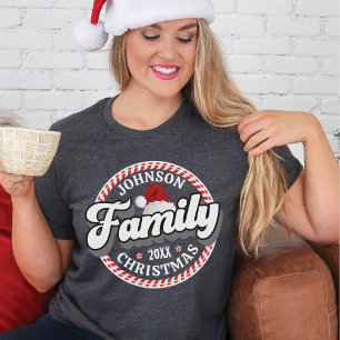 Family Christmas Custom Name Candy Cane Matching T-Shirt