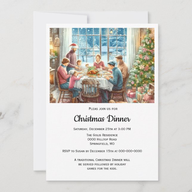 Family Christmas Dinner  Invitation (Front)