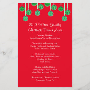 Family Christmas Dinner Menu Keepsake