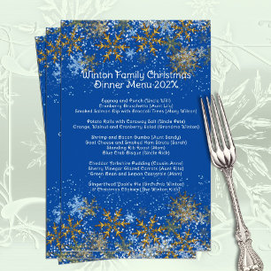 Family Christmas Dinner Menu Snowflakes Flyer
