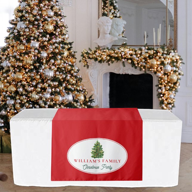 Family Christmas Dinner Party Buffet Table Runner Tapestry (Family Christmas Dinner Party Table Sign Runner Tapestry)