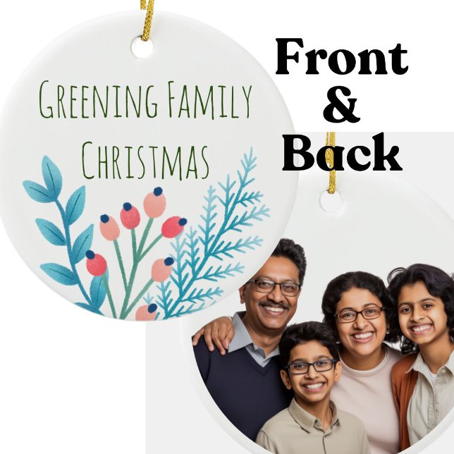 Family Christmas farmhouse rustic photo Ceramic Tree Decoration (Creator Uploaded)