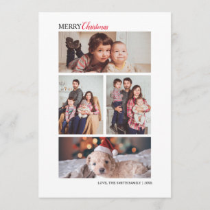 Family Christmas Four Photo Collage Holiday Card