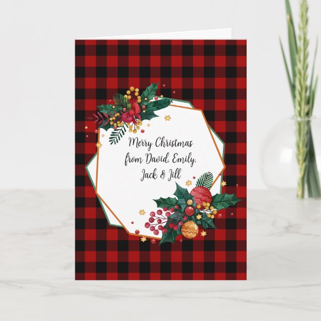 Family Christmas Frame with Names  Card (Front)