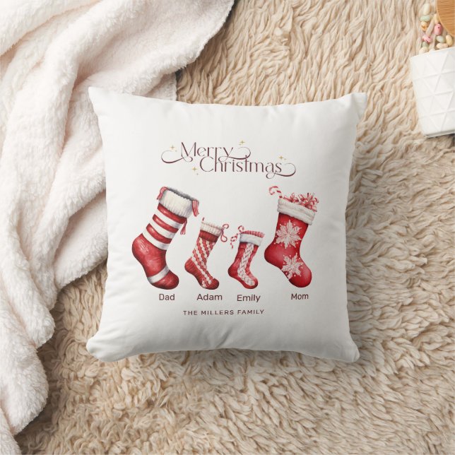 Family Christmas gift Personalised Merry Christmas Cushion (Blanket)