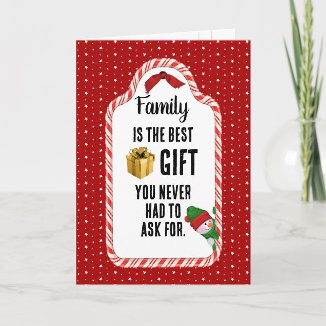 Family Christmas Gift Tag Holiday Card (Front)