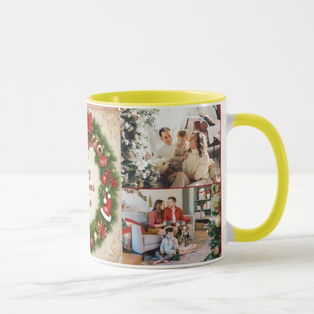 Family Christmas Happy New Year 2 photos   Mug (Right)