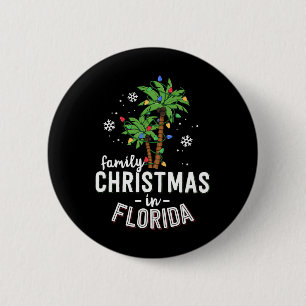 Family Christmas In Florida Palm Trees Xmas Beach 6 Cm Round Badge