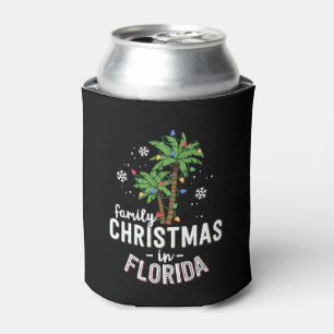 Family Christmas In Florida Palm Trees Xmas Beach Can Cooler