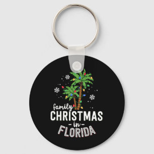 Family Christmas In Florida Palm Trees Xmas Beach Key Ring