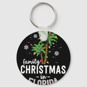 Family Christmas In Florida Palm Trees Xmas Beach Key Ring
