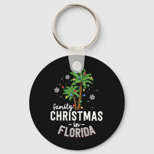 Family Christmas In Florida Palm Trees Xmas Beach  Key Ring