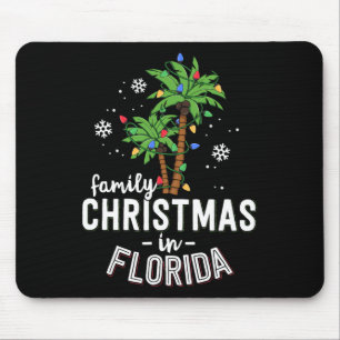Family Christmas In Florida Palm Trees Xmas Beach Mouse Mat