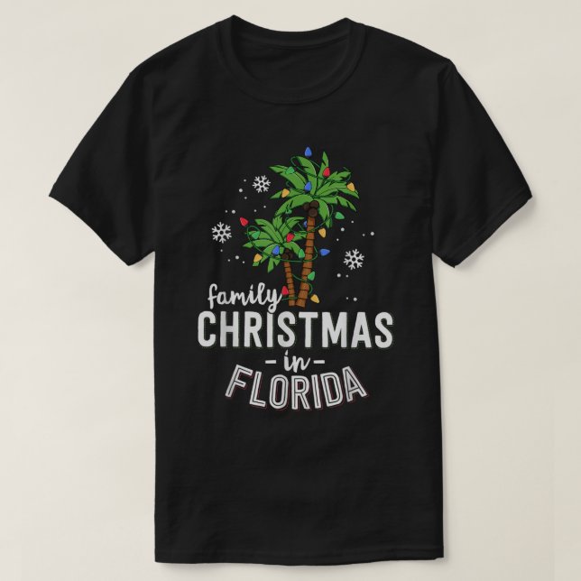Family Christmas In Florida Palm Trees Xmas Beach  T-Shirt (Design Front)