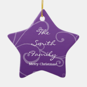 Family Christmas in purple Ceramic Tree Decoration