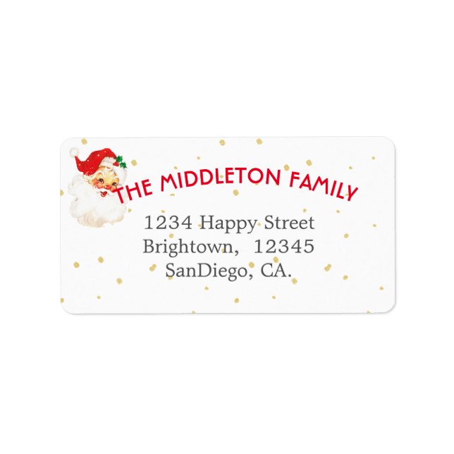 Family Christmas Jolly Santa Claus  Label (Front)