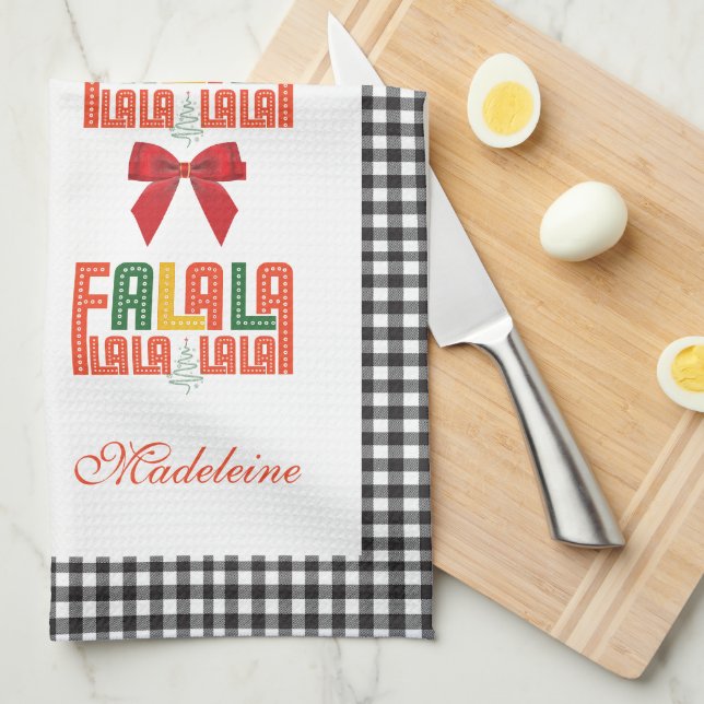 Family Christmas Karaoke Carols Choir Group Tea Towel (Quarter Fold)