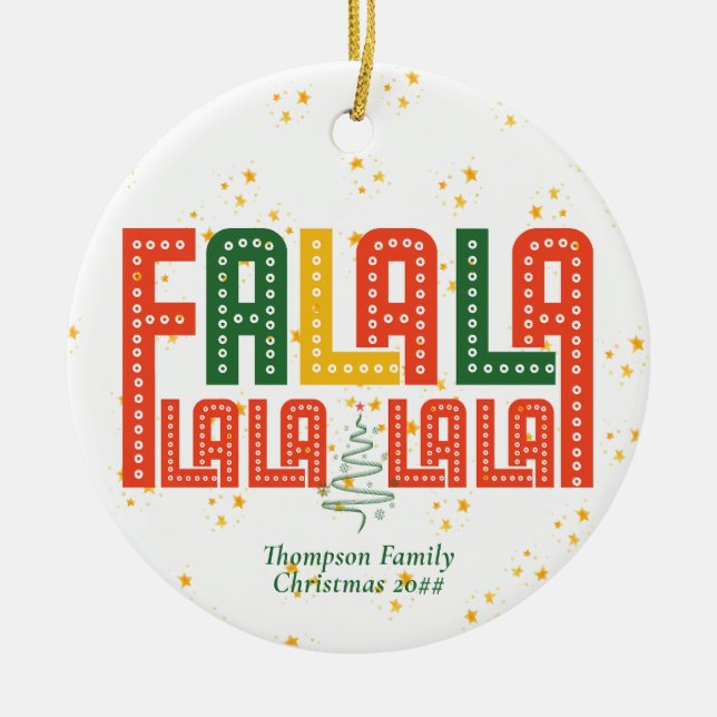 Family Christmas Karaoke Church Carols Service  Ceramic Tree Decoration (Front)