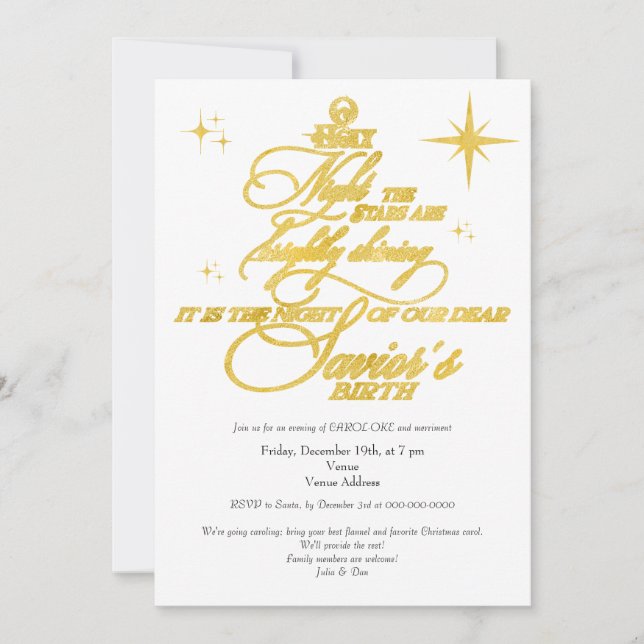 Family Christmas Karaoke Church Carols Service Invitation (Front)