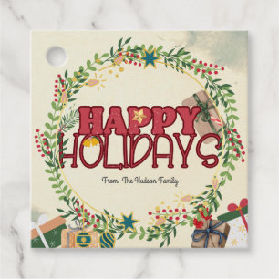 Family Christmas lease watercolor Favour Tags