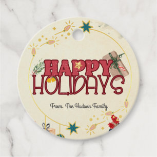 Family Christmas lease watercolor Favour Tags