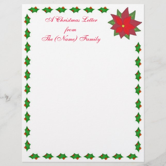 Family Christmas Letter Letterhead (Front)